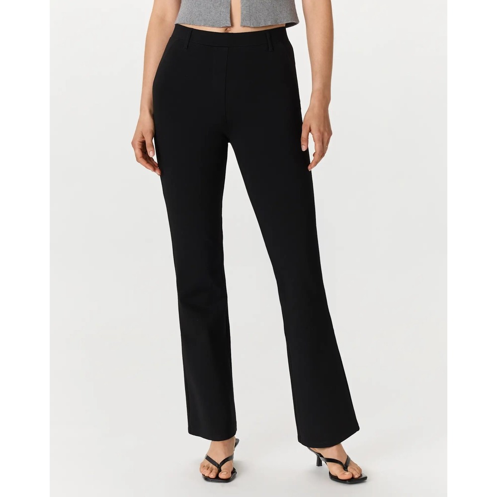 Quince Black Ultra Stretch Ponte Pull On Minimalist Comfy Bootcut Pants Size XS